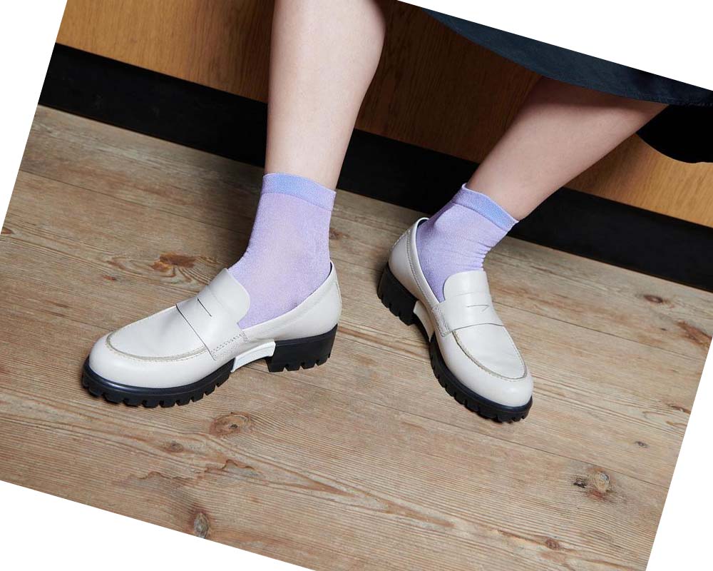Ecco Modtray Penny Loafers Dame Hvite | NO 156DFM